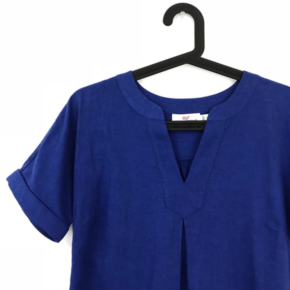 NWOT Vineyard Vines Blue Linen Rayon Dolman Dress - Picture 4 of 8